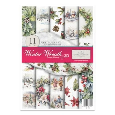 Afbeelding van ITD Collection rijstpapier voor decoupagetechniek A4 scrapbooking, kaarten maken, kunstdagboek 29,7 x 21 cm winter echte RP 073