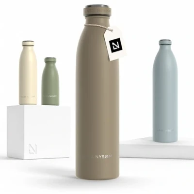 Afbeelding van LARS NYSØM &#039;Ren&#039; Roestvrijstalen drinkfles 750ml BPA vrije geïsoleerde waterfles 0,75 Liter Greige