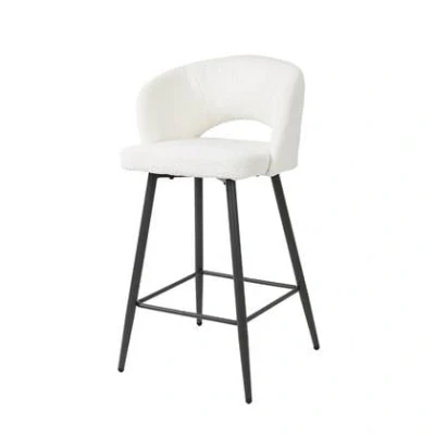 Afbeelding van Giga Meubel Barstoel Salon Bouclé Wit Zithoogte 69cm Set van 2
