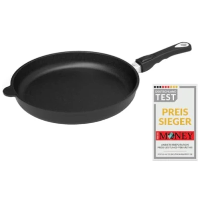 Afbeelding van AMT Gastroguss AMZN 532 Z20B braadpan, 32 cm diameter, 5 hoog, afneembare handgreep, niet geschikt voor inductie, Lotan® antiaanbaklaag, gegoten aluminium pan
