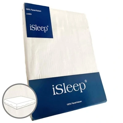 Afbeelding van iSleep Flanel Laken 100% Katoen Litsjumeaux 240x270 cm Licht Beige