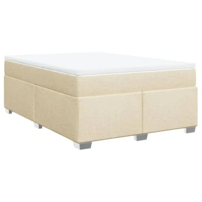 Afbeelding van vidaXL Boxspring met matras stof crèmekleurig 140x200 cm