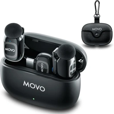 Afbeelding van Movo NanoMic Microphone sans fil USB C double pour iPhone 15/16 et plus, Android, iPad Pro ordinateurs portables Micro cravate smartphones appareils C, idéal le vlogging