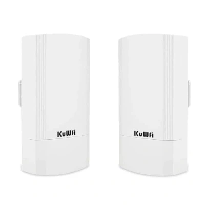 Afbeelding van KuWFi 900Mbps 2 pack outdoor WLAN Access Point, WiFi Bridge Point to repeater CPE Kit Ondersteunt 1 KM anti interferentie voor PTP / PTMP