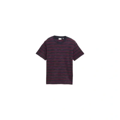 Afbeelding van TOM Tailor MIT Streifenmuster Tshirt print, Heren, Maat: XL, Navy yarn dye stripe