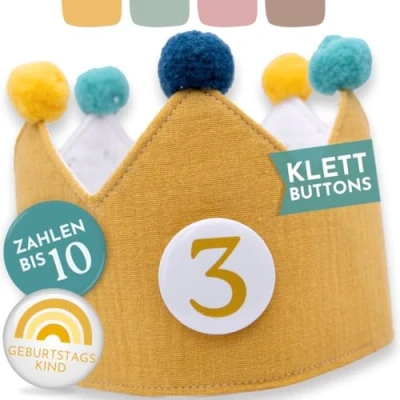 Afbeelding van BJORKI® verjaardagskrans voor meisjes en jongens, chiffon, veilig met klittenbandknopen, omkeerbare cijfers 1 10, grappig knutselen, ritueel