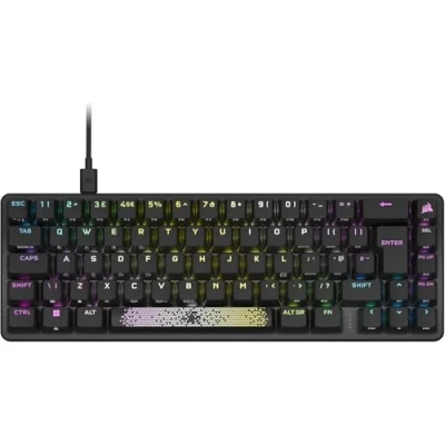 Afbeelding van CORSAIR K65 PRO Mini RGB 65% optisch mechanisch gamingtoetsenbord, bekabeld, OPX lineaire schakelaars, PBT double shot keycaps, compatibel met iCUE PC, PS5, PS4, Xbox AZERTY FR zwart