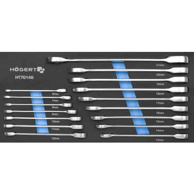 Afbeelding van Hogert Technik HT7G146 Set dubbele ringratelsleutels