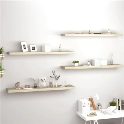 Afbeelding van Wandschappen zwevend 4 st 120x23,5x3,8 cm MDF eikenkleurig