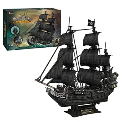 Afbeelding van Modelboot om te bouwen, model Black Pearl, voor volwassenen en kinderen, 3D puzzel volwassenen, piratenschip, 328 stukjes