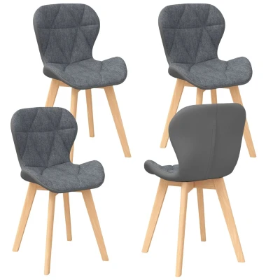 Image de Lot de 4 chaises ROXANE bi matière en tissu et PU grises pour salle à manger