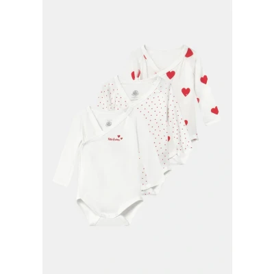 Afbeelding van Petit Bateau Meisjes Rompers met print in 3 pack de kleur Gebroken wit, maat: 62