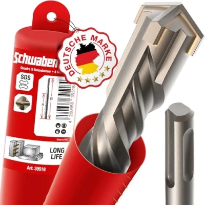 Afbeelding van SCHWABENBACH ® SDS Plus Boor 25mm x 800 beton Precies en snel boren in Premium kwaliteit met hardmetalen tip Metselboor lang Geen haken wapeningsijzer 25x800mm