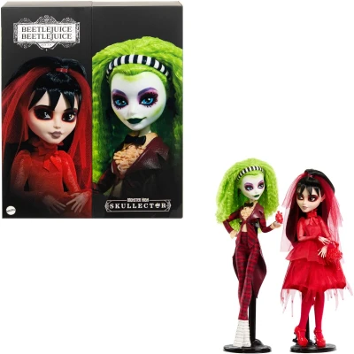 Afbeelding van Monster High Skullector Bitelchus &amp; Lydia Deetz 2 stuks verzamelpoppen met hoogwaardige accessoires en tentoonstellingsverpakking, speelgoed voor verzamelaars, Hyv96