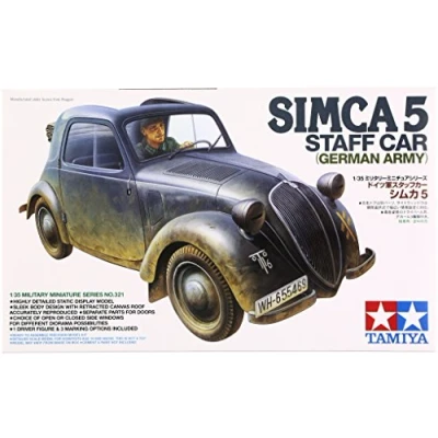 Afbeelding van 1:35 Tamiya 35321 German Simca S5 Staff Car w/1 Figure Plastic Modelbouwpakket