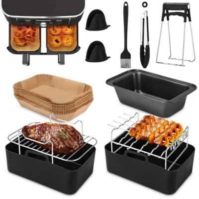 Afbeelding van Set van 11 accessoires voor Ninja Foodi AF400EU, AF300EU, COSORI, toren 7,6 l/8 l/9 l/9,5 l