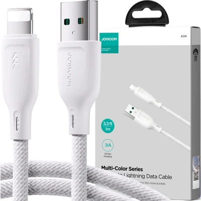 Afbeelding van Joyroom Multi Color Series SA34 AL3 USB A/Lightning 3A kabel 1m wit