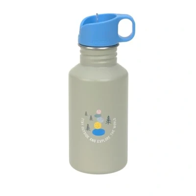 Image de LÄSSIG Gourde en acier inoxydable sans BPA 500 ml pour enfants, crèche, maternelle, anti fuite avec bouchon boisson sportive/bouteille inoxydable, vert/bleu