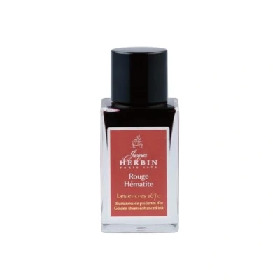 Afbeelding van Jacques Herbin 16026JT Un flacon d&#039;encre pailletée or pour stylo plume, roller, plume de verre et porte 15 ml, Rouge Hématite