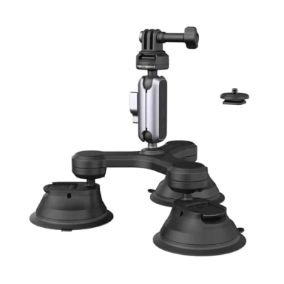 Afbeelding van PGYTECH CapLock Triple Suction Mount pour DJI OSMO Action 5 Pro/4/3/2, Gopro Hero 13/12/11 avec Adaptateur Filetage Standard 1/4&quot; 20, Insta360 Ace Pro 2/One RS/R/X3/X2 Caméra Phones