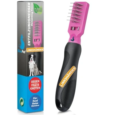 Afbeelding van BluePet® Professionele ontwarringskam voor honden en katten, ontwarringshaak, ontwarermes, kattenhark, honden, verwijdert knopen