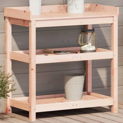 Afbeelding van Oppottafel met schappen 82,5x45x86,5 cm massief douglashout