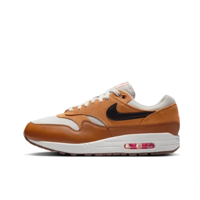 Afbeelding van Nike Sportswear AIR MAX 1 Sneakers laag, Heren, Maat: 40.5, Light bone/black/flax Leer en textiel