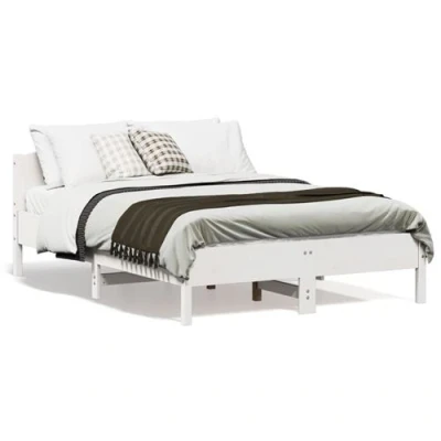 Image de vidaXL Cadre de lit sans matelas blanc 135x190 cm bois pin massif
