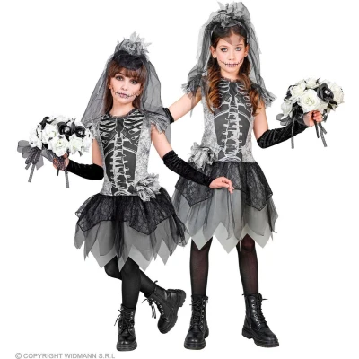 Afbeelding van Widmann Spook &amp; Skelet Kostuum Bruidsmeisje Van Het Spookslot Grijs Maat 128 Halloween Verkleedkleding