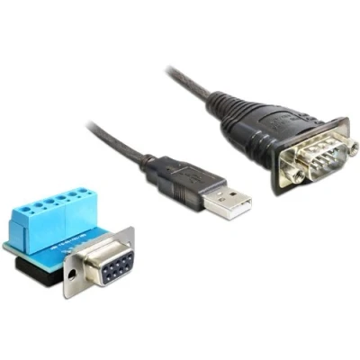 Afbeelding van USB A (m) naar 9 pins SUB D met moeren seriële RS422/RS485 adapter / FTDI chip incl. terminal block 0,80 meter