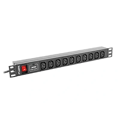 Afbeelding van Lanberg PDU 10I 0200 IEC BK Stroomverdelingseenheid (PDU) 10 AC uitgangen 1U, UPS accessoires