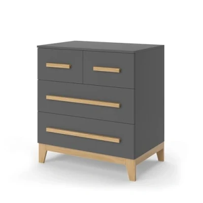 Afbeelding van Vitalispa Dressoir Malia, Grijs/eiken, 80 x 88 cm met 4 laden