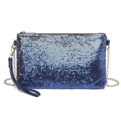 Afbeelding van Miss Lulu Modieuze mini clutch met pailletten voor dames, schoudertas bruiloft, afspraken en verschillende gelegenheden, Navy Blauw