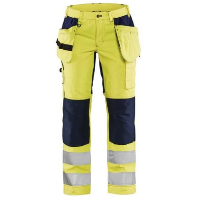 Image de Pantalon haute visibilité stretch femme jaune fluorescent/marine
