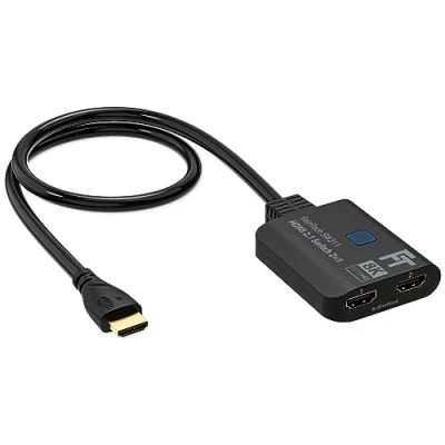 Afbeelding van FeinTech SW211 HDMI 2.1 Switch 4K 120Hz 2 in 1 Out of Bi directioneel met geïntegreerde kabel, 8K, 48 Gbps, splitter, ondersteunt HDR, VRR, ALLM en Dolby Vision
