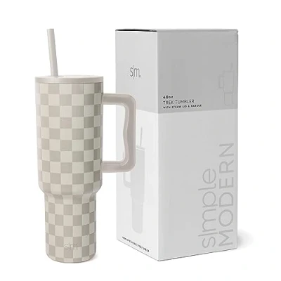 Afbeelding van Simple Modern 1200 ml drinkbeker met handvat en rietdeksel, geïsoleerde herbruikbare roestvrijstalen waterfles, reisbeker geschikt voor bekerhouders, ideaal cadeau haar