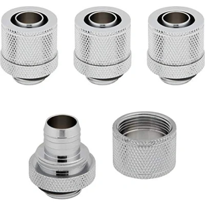 Afbeelding van Corsair Hydro X serie, XF compressieset, vier stuks 10/13 mm (3/8 inch/1/2 inch) ID/OD bits (G1/4 inch BSPP poortschroefdraad, robuust messing duurzaamheid, compatibel met adapters), chroom