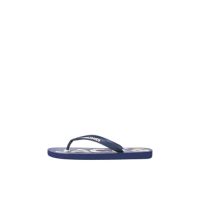 Afbeelding van Jack &amp; Jones Heren Teenslippers JFWLOGO Palm Print Blauw Maat 40/41