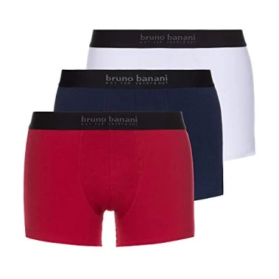 Image de Bruno Banani Short 3er Pack Energy Cotton Boxer, Multicolore (Rot//Navy//Weiß 2754), Large (Lot de 3) Homme
