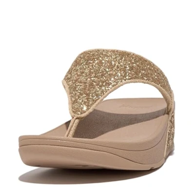Afbeelding van Fitflop LULU TOE POST Glitter Teensandalen, Dames, Maat: 38, Irish cream Polyester