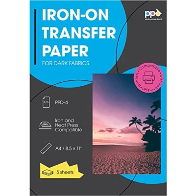 Afbeelding van PPD 5 vellen inkjettransferpapier voor donkere stof, DIN A4,