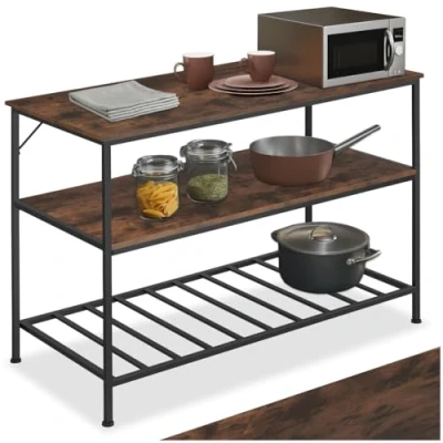 Afbeelding van tectake Keukenrek Akeley industrieel donkerbruin 120 x 60 90,5 cm 404439