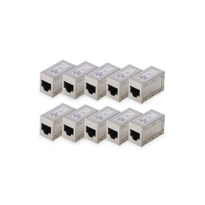 Afbeelding van DIGITUS RJ45 Cat 6 10 stuks LAN verlengkabel Cat6 netwerkkabel PoE compatibel modulaire stekker voor switch, DSL, modem, router, pc, zilver