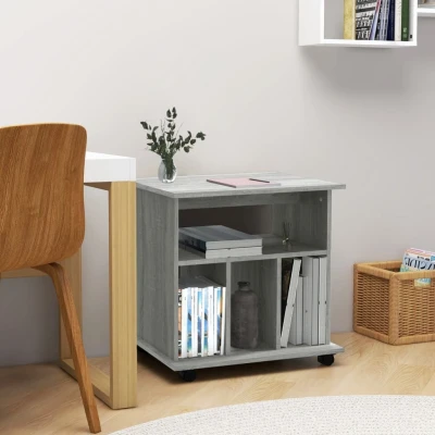 Afbeelding van Kast verrijdbaar 60x45x60 cm bewerkt hout grijs sonoma eiken