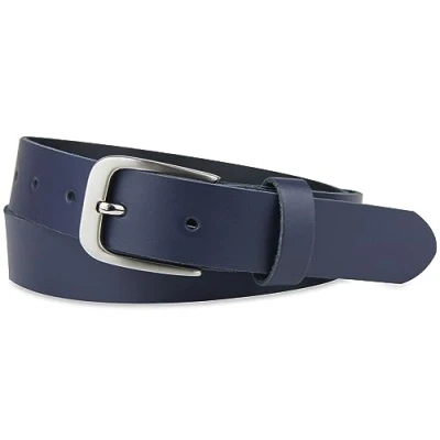 Afbeelding van Frentree Leren riem Made in Germany, voor dames en heren, 3 cm breed, verschillende kleuren, donkerblauw, riembreedte 80 = totale lengte 95 cm, Donkerblauw