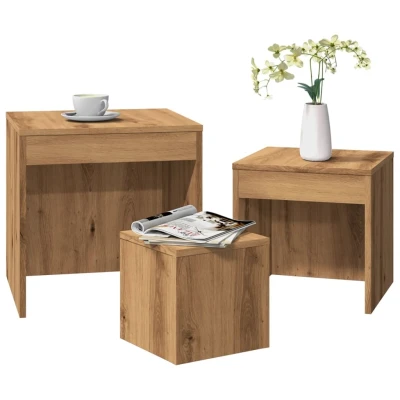 Afbeelding van vidaXL 3 delige Tafeltjesset bewerkt hout artisanaal eikenkleur