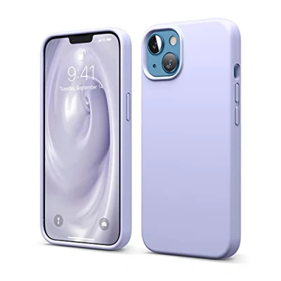 Afbeelding van elago Beschermhoes van vloeibare silicone, compatibel met iPhone 13, 6,1 inch, hoes premium rondom bescherming, schokbestendige 3 structuren, zachte microvezel, voorkomt krassen