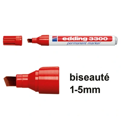 Image de edding 3300 Marqueur permanent, pointe biseautée, rouge