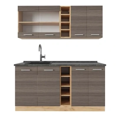Afbeelding van Vicco Eenpersoonskeuken R Line, Edel grijs/gouden eik, 160 cm , WB Antraciet