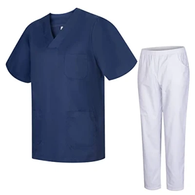 Image de MISEMIYA Uniforme sanitaire unisexe Uniformes sanitaires médicales avec pantalon blanc 817 8312 BLANC, bleu marine, L